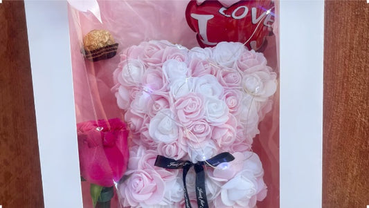 Faux Rose Teddy Bear