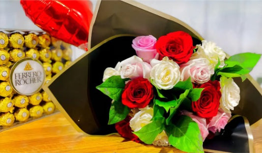 Pink Red & White Roses