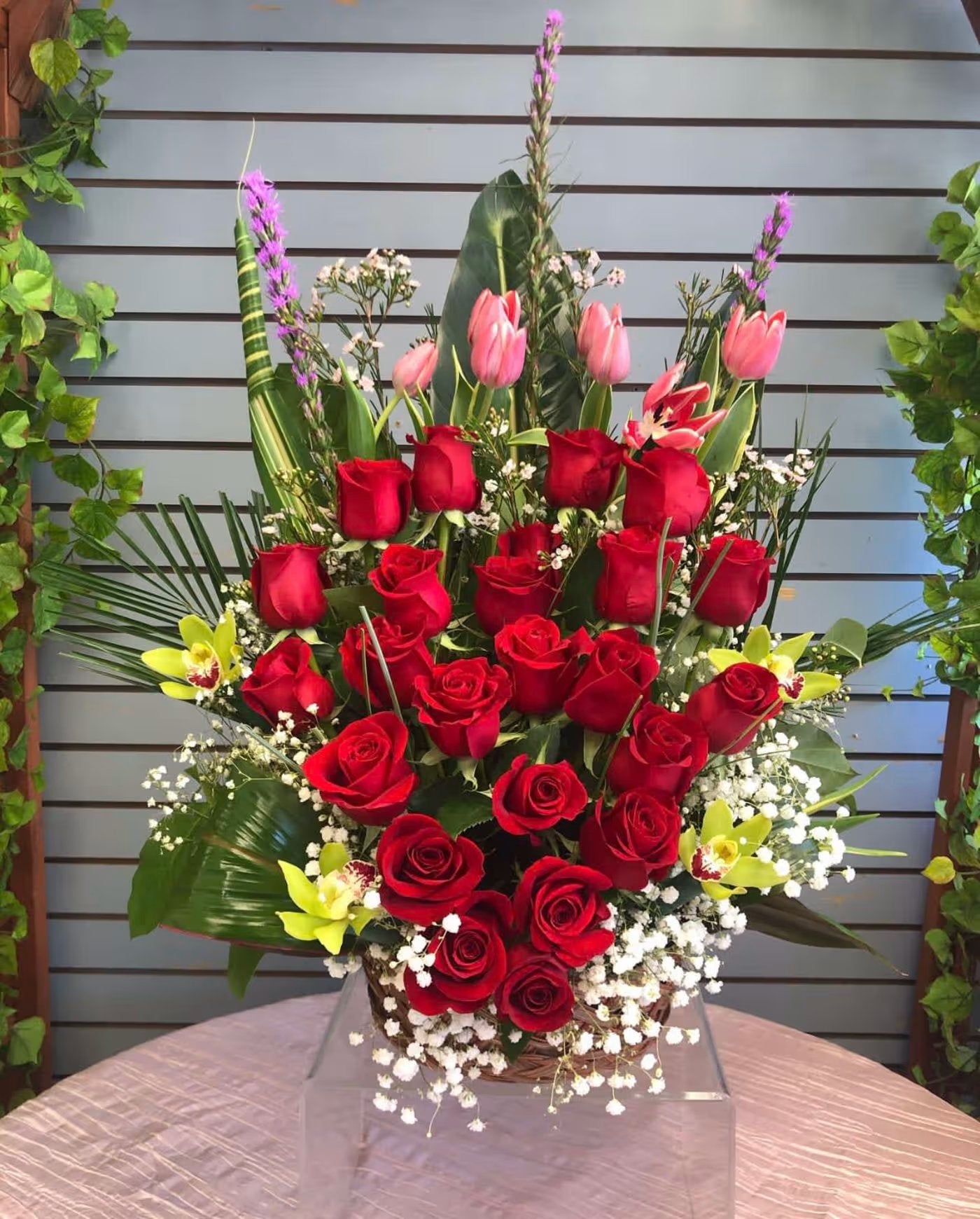 Red Roses with Tulips