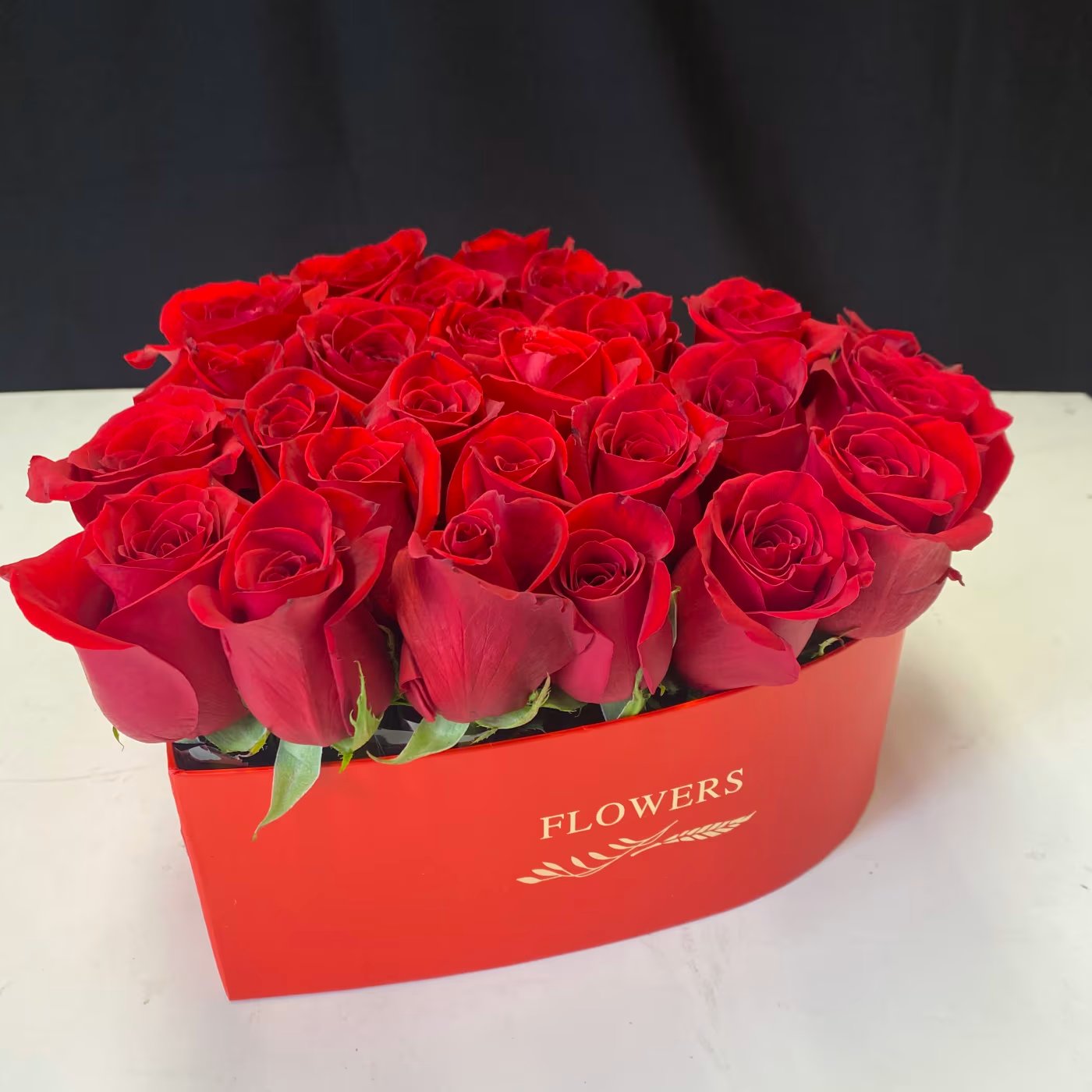 Red Roses in a Heart Box