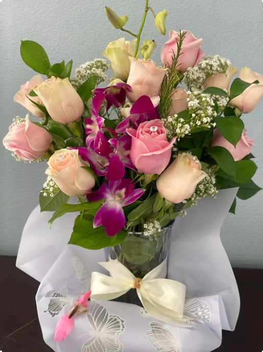Pink Roses in a Vase